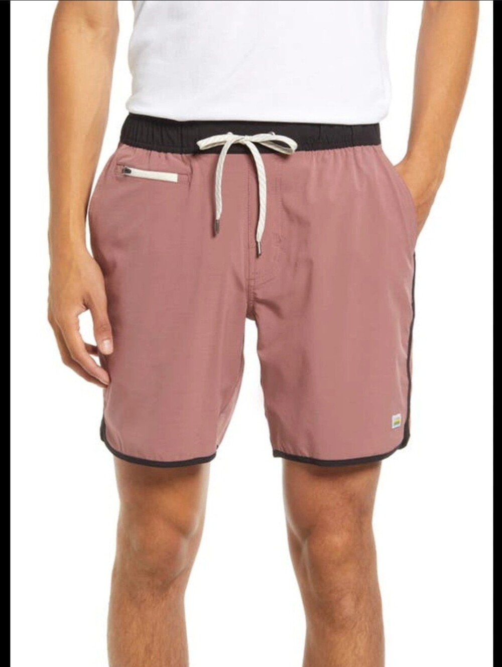 Vuori Men's Mauve Black Banks Pull On Shorts Small Athletic 7" Inseam Activewear